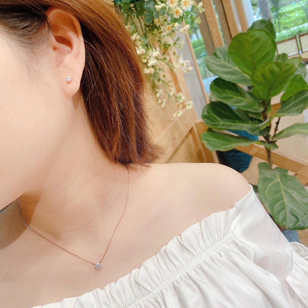 Swarovski - Set dây chuyền kèm hoa tai Attract Round set Rose-gold tone plated 5616233