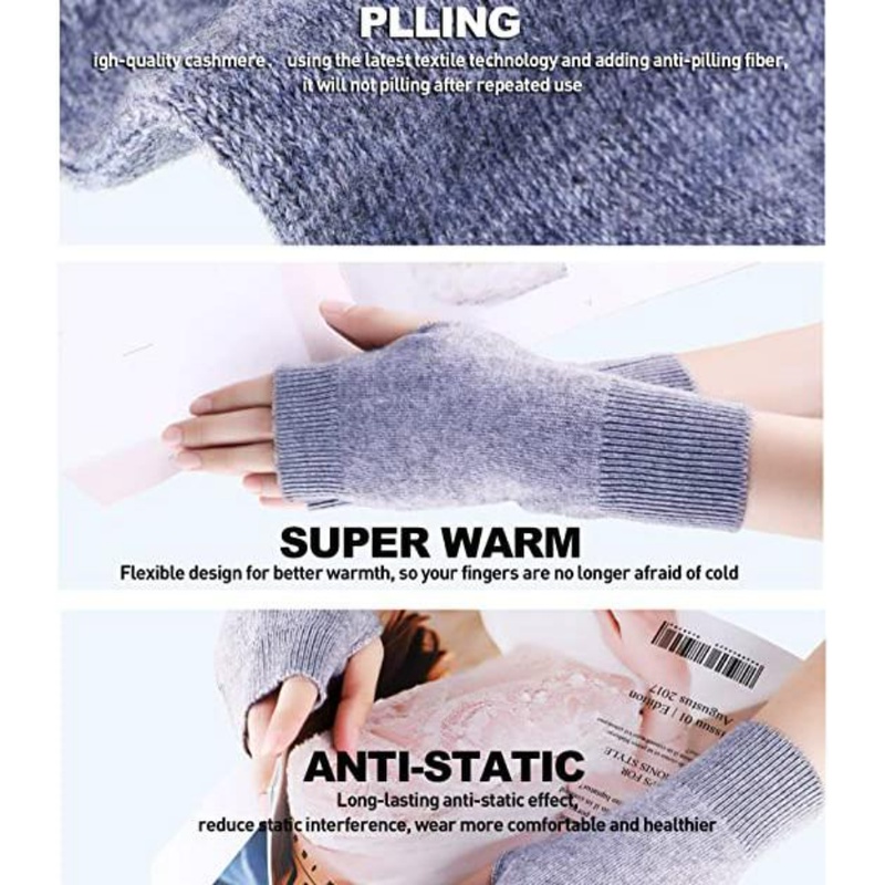 Găng Tay Len Hở Ngón Mềm Mại Giữ Ấm Mùa Đông Cho Nữ