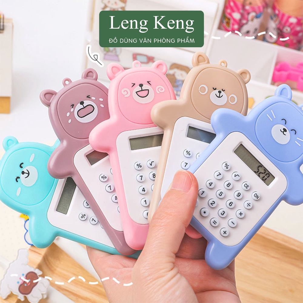 Máy tính cầm tay bỏ túi văn phòng phẩm Leng Keng cho học sinh hình gấu dễ thương MK12.