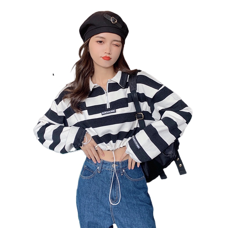 Áo Sweater Dáng Rộng Kẻ Sọc Kiểu Hàn Quốc Thời Trang Mùa Thu 2022 Cho Nữ