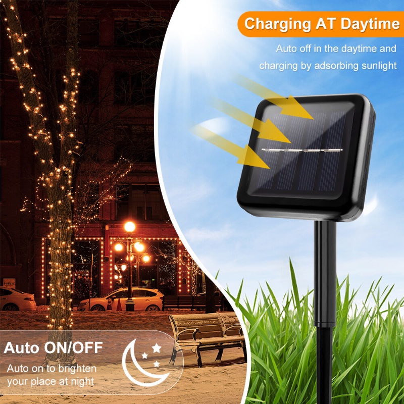 Dây Đèn LED 300 100 Bóng 7m / 32m Sử Dụng Năng Lượng Mặt Trời Chống Thấm Nước Trang Trí Giáng Sinh 8 Chế Độ