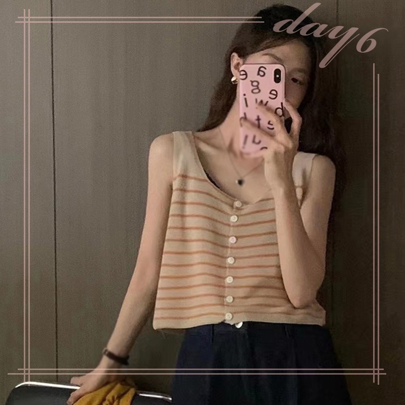 Áo Croptop Sát Nách Kẻ Sọc Thời Trang Mùa Hè Xinh Xắn Cho Nữ