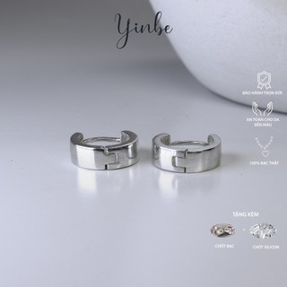 Khuyên tai bạc nữ yinbe silver, bông tai trơn tròn kẹp vành 4,5mm bạc 925 ye041
