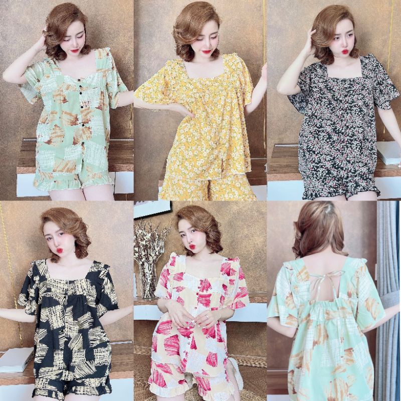 Đồ Bộ Đùi Cổ 2 Lá Lụa Nhật Cao Cấp Mềm Mịn