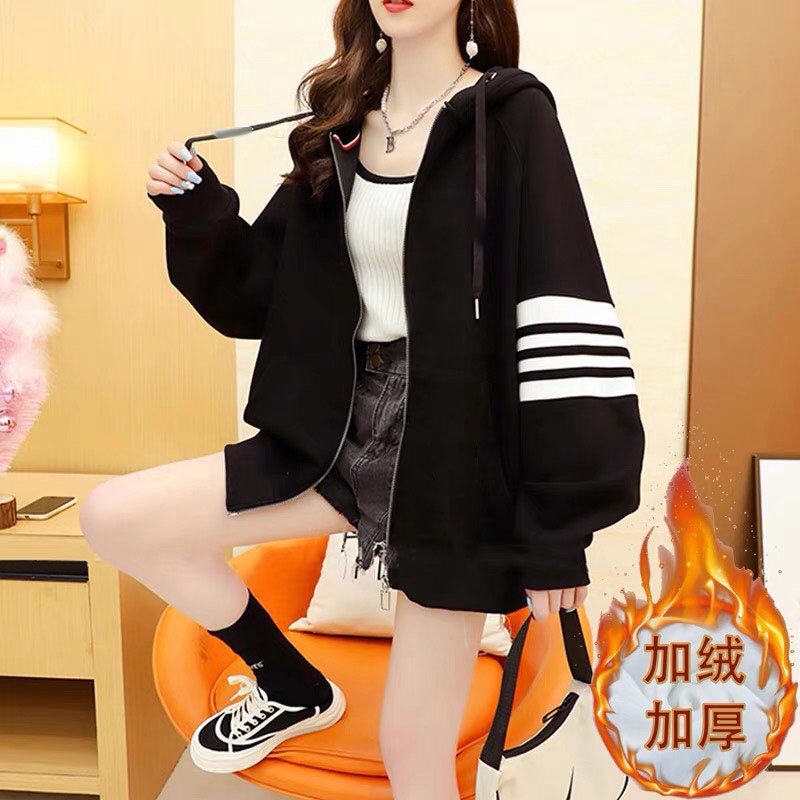 Áo khoác hoodie cardigan có khóa HDK83 phối viền tay 3 màu, Áo nỉ Thu Đông hot trend mới nhất 2022