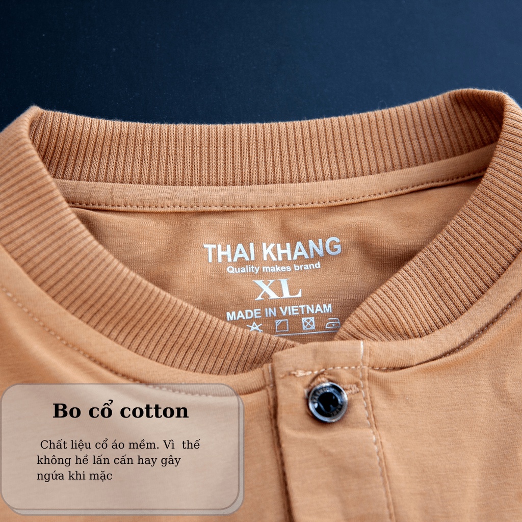 Áo thun nam trung niên THÁI KHANG vải cotton 100% siêu mát co dãn 4 chiều ATHUN37