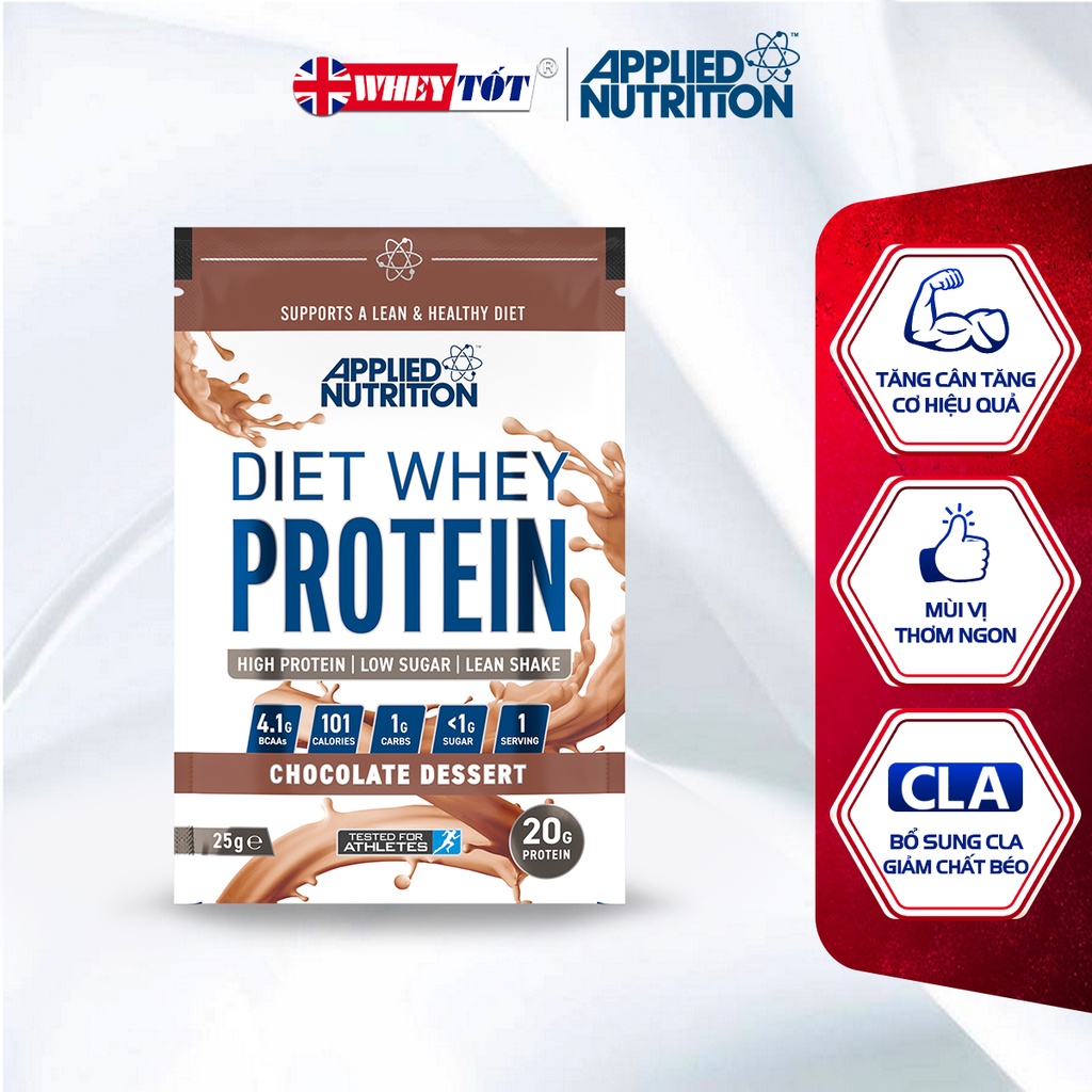 Combo 10 gói Whey Sample Applied Nutrition Diet bổ sung protein, tăng cơ giảm mỡ