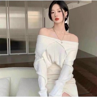 Áo trễ vai len Hàn Quốc, Áo len trễ vai bản to hàng Quảng Châu