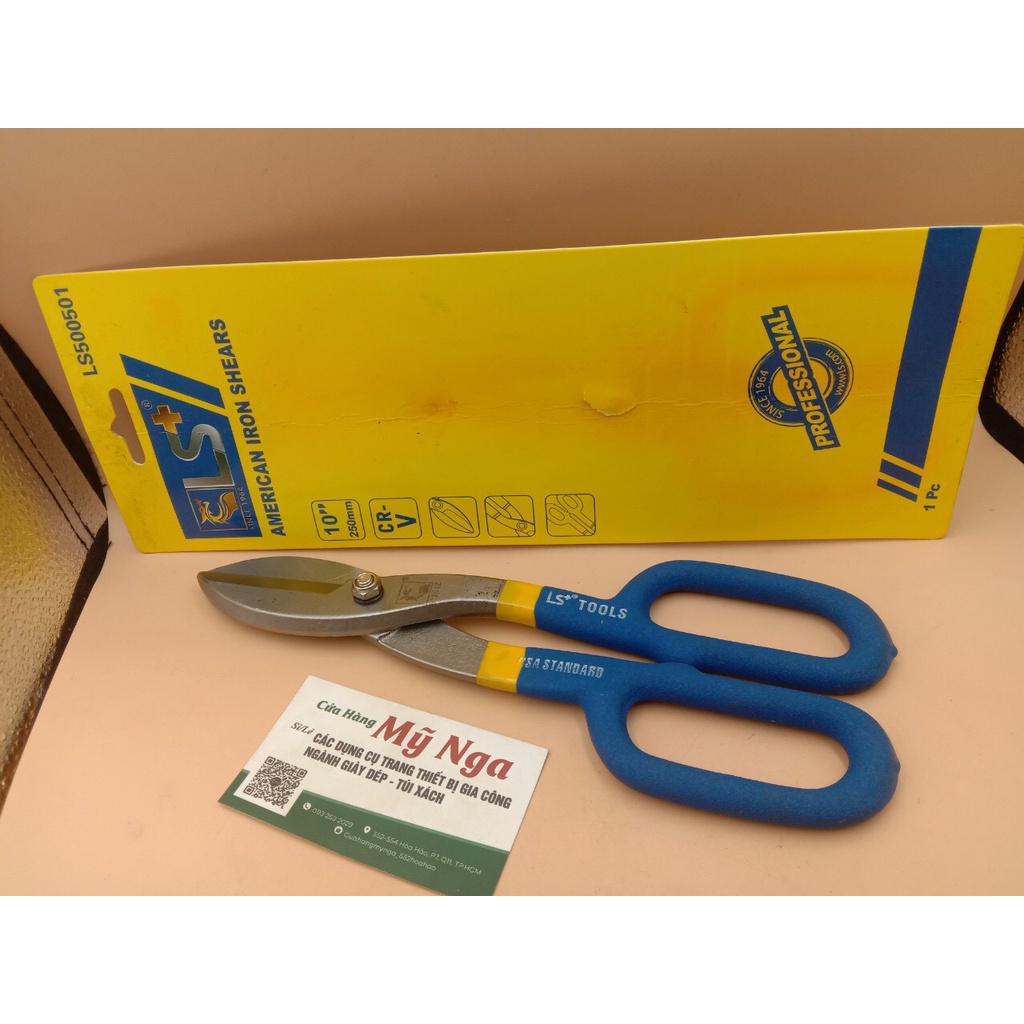 Kéo cắt tôn LS+ 10in cán xanh dương