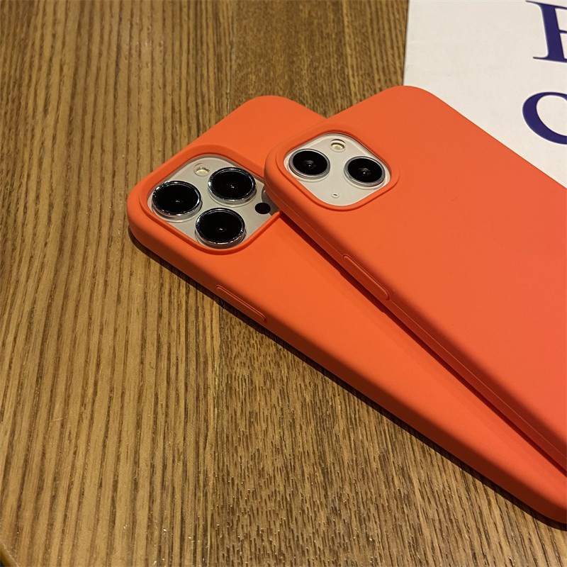 Ốp Điện Thoại Silicon Mềm Màu Cam Cho IPhone 14 13 12 11 Pro X Xs Max 7 8 6s Plus