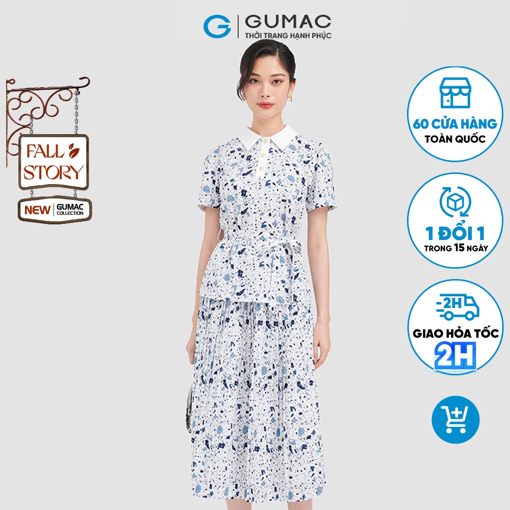 Chân váy họa tiết GUMAC LV0921