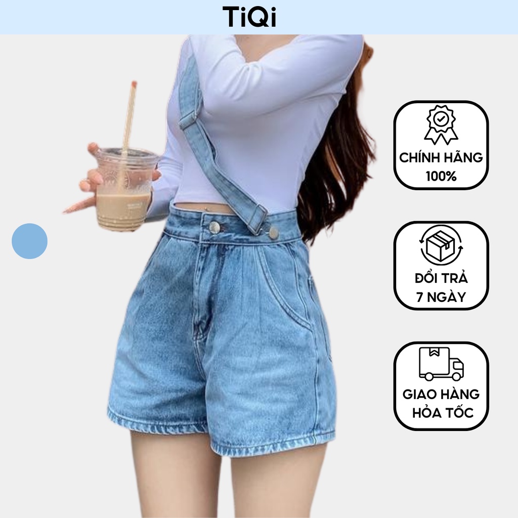 Quần yếm short jean 1 dây chéo TiQi Jeans S1-490