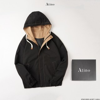  Áo khoác gió nam trơn phối màu trong áo ATINO trẻ trung vải gió mũ hoodie AG1.8054 