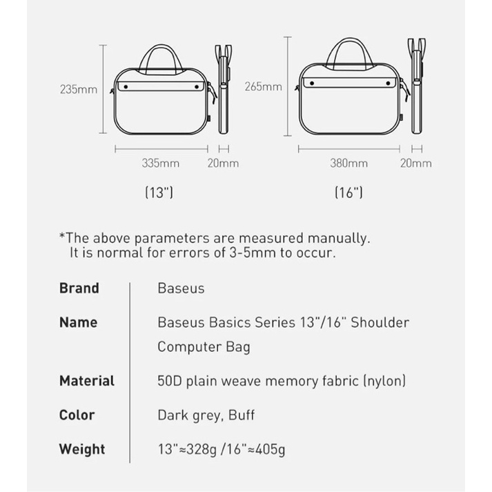 Túi xách chống nước Baseus Basics Series 13" / 16" Shoulder Computer Bag dùng cho Macbook / Laptop | BigBuy360 - bigbuy360.vn
