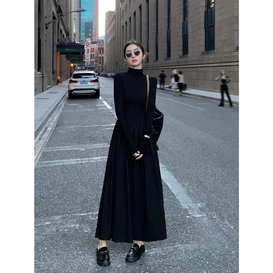 Váy Thun Công Sở Sang Chảnh Cổ Cao Hack Dáng Dài Tay - Ellie Dress