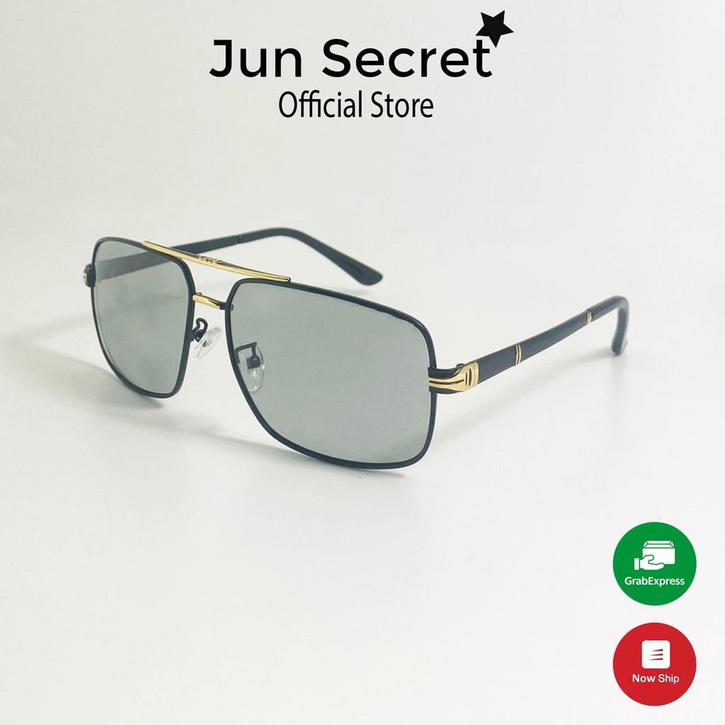 Kính mát nam cao cấp Jun Secret tròng kính đổi màu nhẹ khi đi ra nắng đổi màu theo nhiệt độ chống tia UV JS60A11