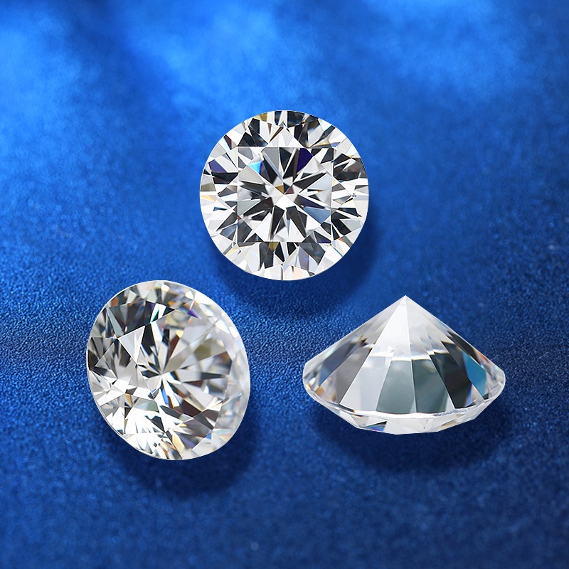 Kim Cương Nhân Tạo MoissaniteĐá trần D màu 0.5 -- 5 CT có thể kiểm tra bút kim cương bán buôn  tròn, mặt nạ siêu trắng 5-9mm với giấy chứng nhận nhận dạng