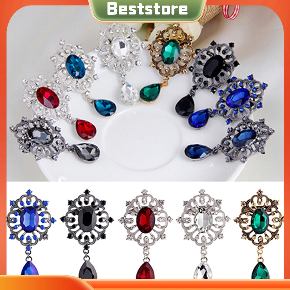 Ghim cài áo hình tròn đính đá sang trọng