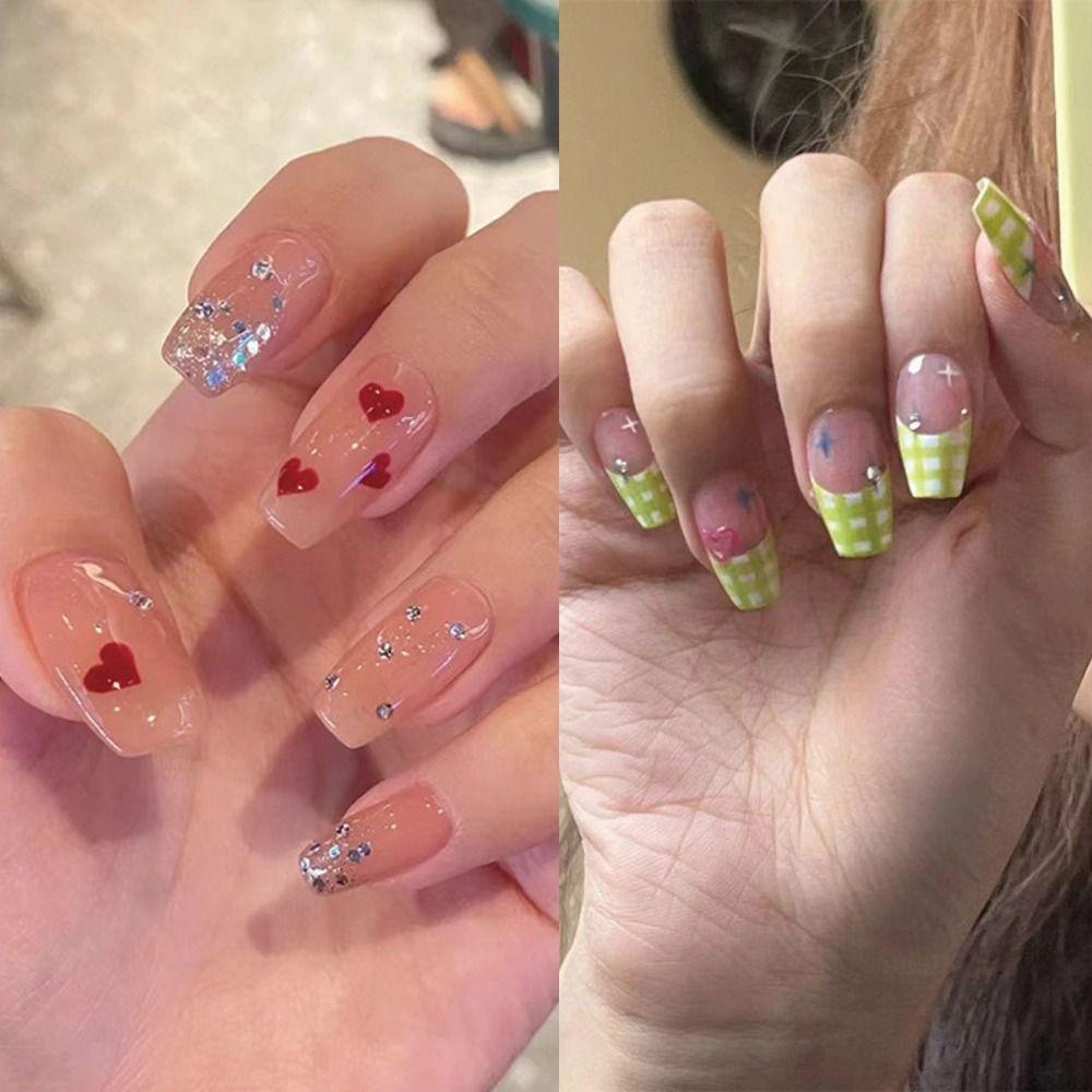 Bộ 24 Móng Tay Giả Dạng Nhấn DIY|Phụ Kiện Chuyên Dụng Dành Cho Múa Ba Lê