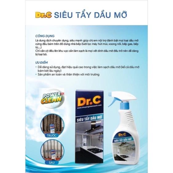 Combo 3 siêu tiết kiệm tẩy dầu mỡ, làm sạch sàn gạch, vệ sinh vòi sen inox DrC