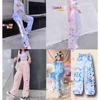 Quần Jogger 3D Ulzzang Unisex Jogger Loang Màu Dây Rút In Phản Quang Màu Xanh Hồng - MM