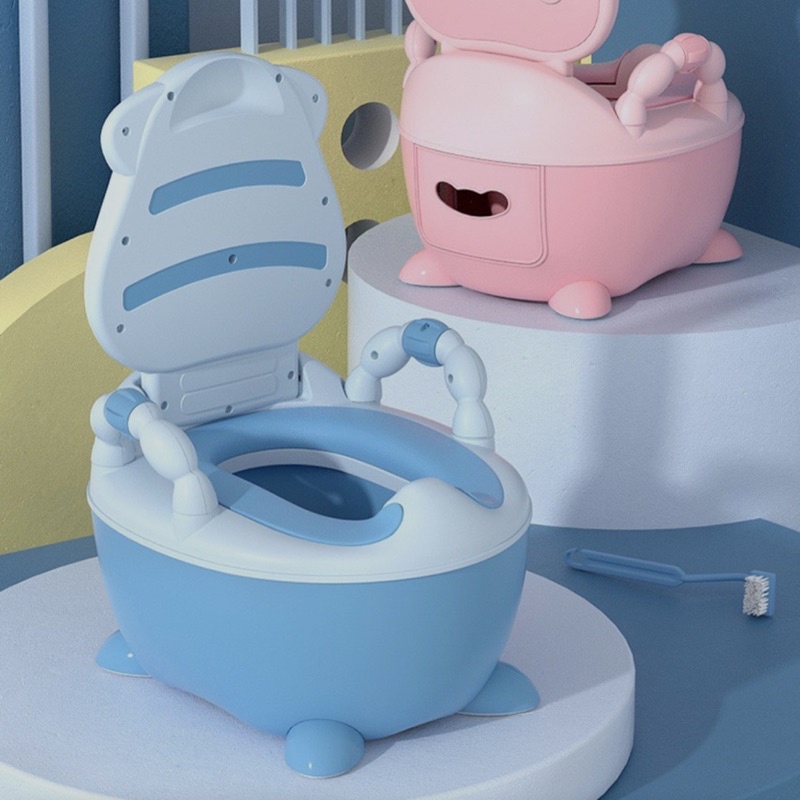 Bô vệ sinh cao cấp cho bé hình bò sữa siêu xinh, có chỗ dựa và tay cầm