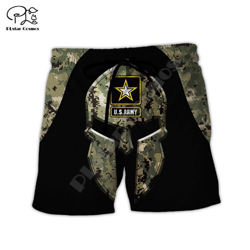 Quần Short Thoáng Khí In Họa Tiết 3D Phong Cách Quân Đội Mỹ Thời Trang Mùa Hè