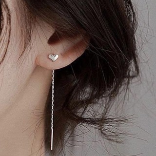 Bông tai trái tim bạc ta tua dài - Shop bạc Khải Khải