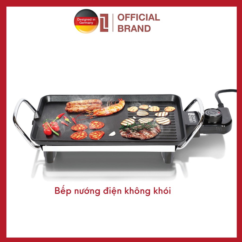 Bếp nướng điện không khói Lebenlang thương hiệu Đức, chống dính công suất 700W