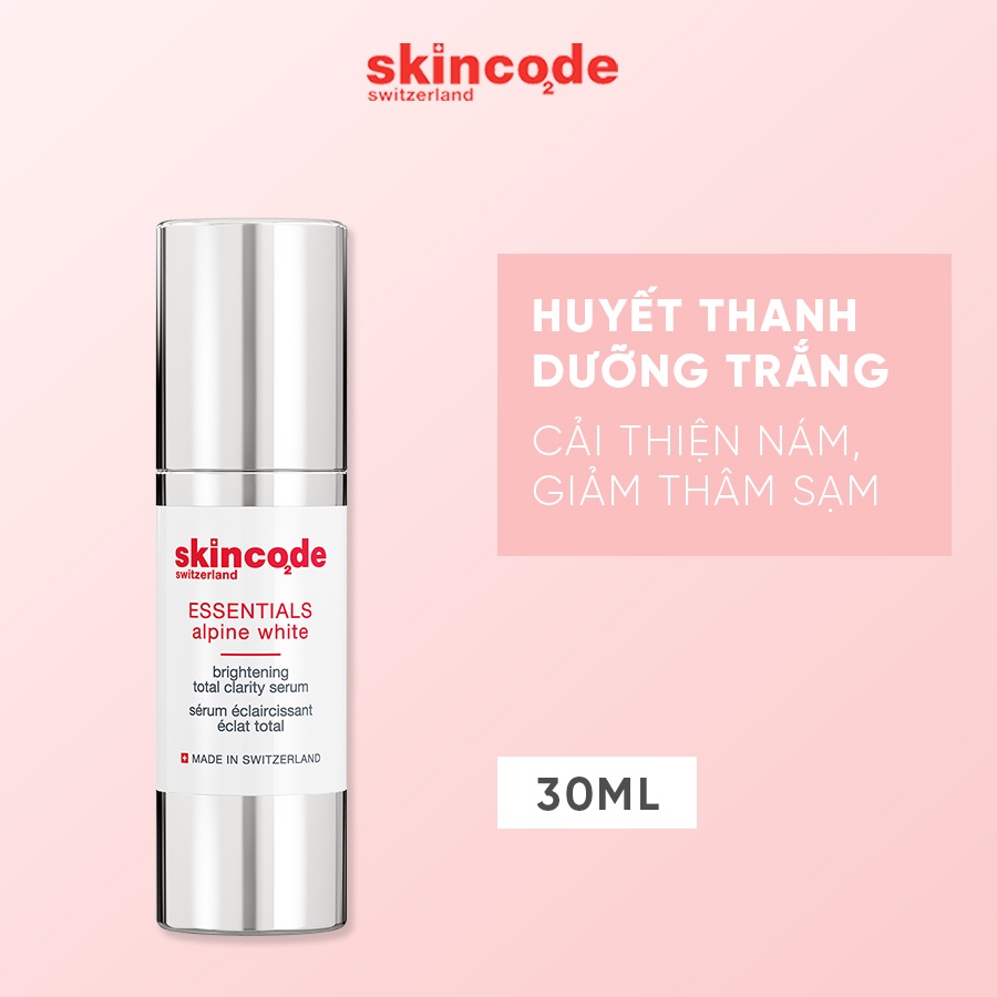 Huyết thanh dưỡng trắng, giảm sạm nám Skincode Alpine White Brightening Total Clarity Serum 30ml - MS 1602