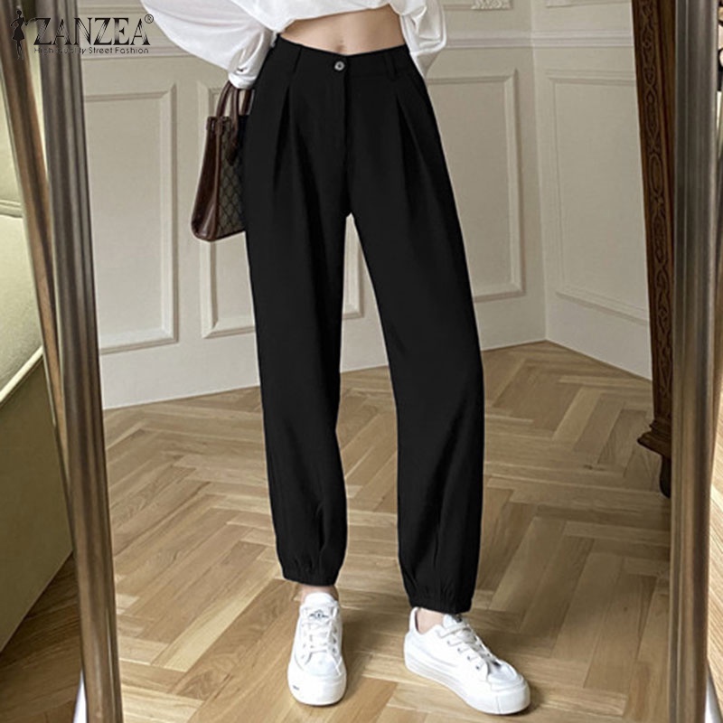 Quần dài ZANZEA lưng cao co giãn phong cách Hàn Quốc thời trang cao cấp cho nữ