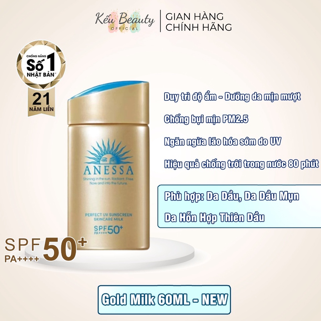 Kem chống nắng Anessa Perfect UV Sunscreen Skincare Milk SPF 50+ PA++++ 20ml & 60ml