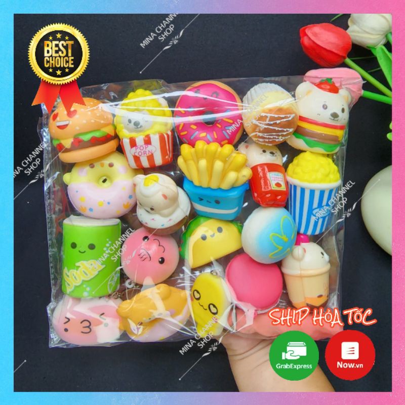 Squishy Mini Combo 20 Cái Siêu Xinh Kích thước 4cm đến 6cm