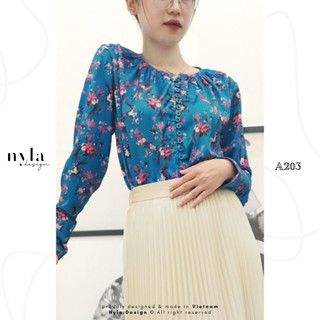 Áo lụa hoạ tiết thiết kế A203 by Nyla