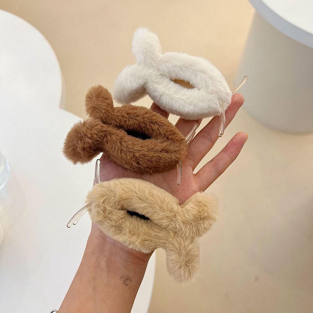 Kẹp Tóc Đuôi Ngựa Bằng Lông Thỏ Nhân Tạo Kích Thước Lớn Thời Trang Mùa Đông Hàn Quốc Cho Nữ