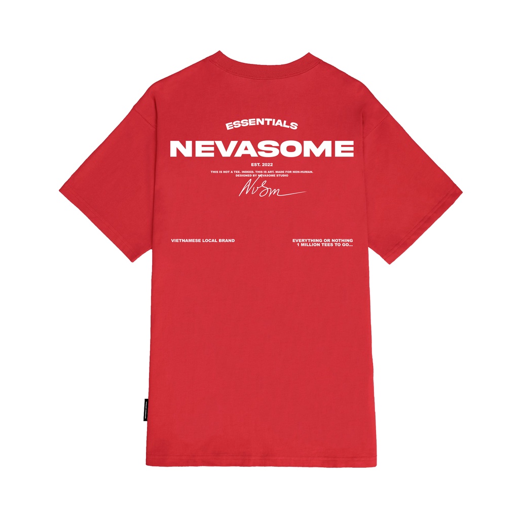 Áo Thun Oversize Local Brand NEVASOME Signature v2 Đỏ Cotton Tay Lỡ Form Rộng Nam Nữ