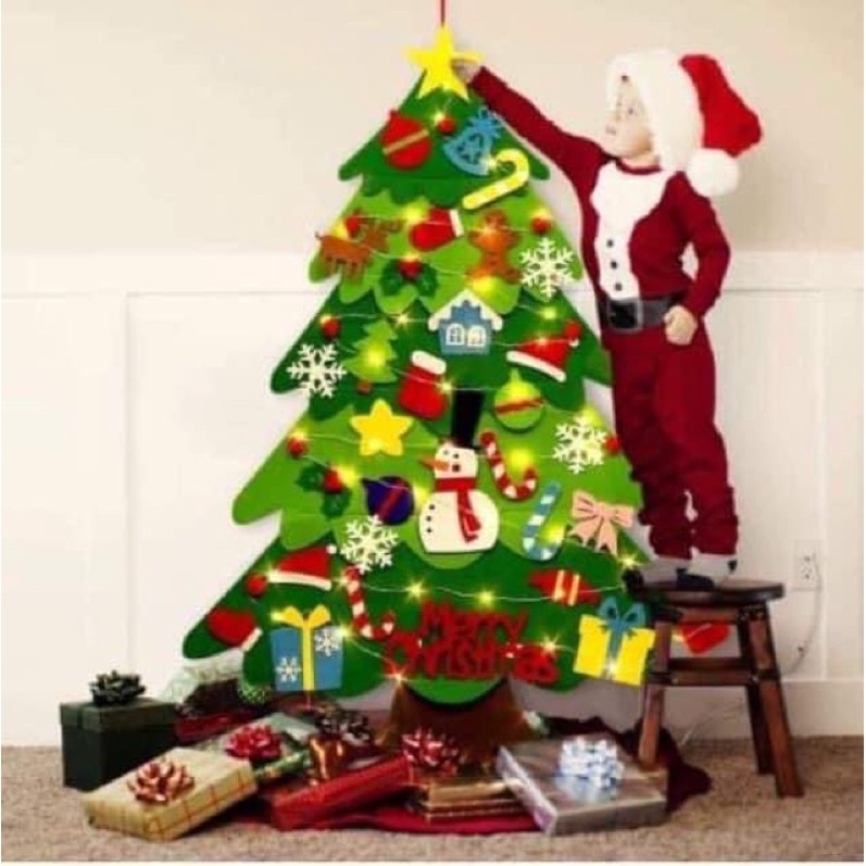 Cây thông noel vải dạ, vải nỉ 32 chi tiết, đồ trang trí giáng sinh