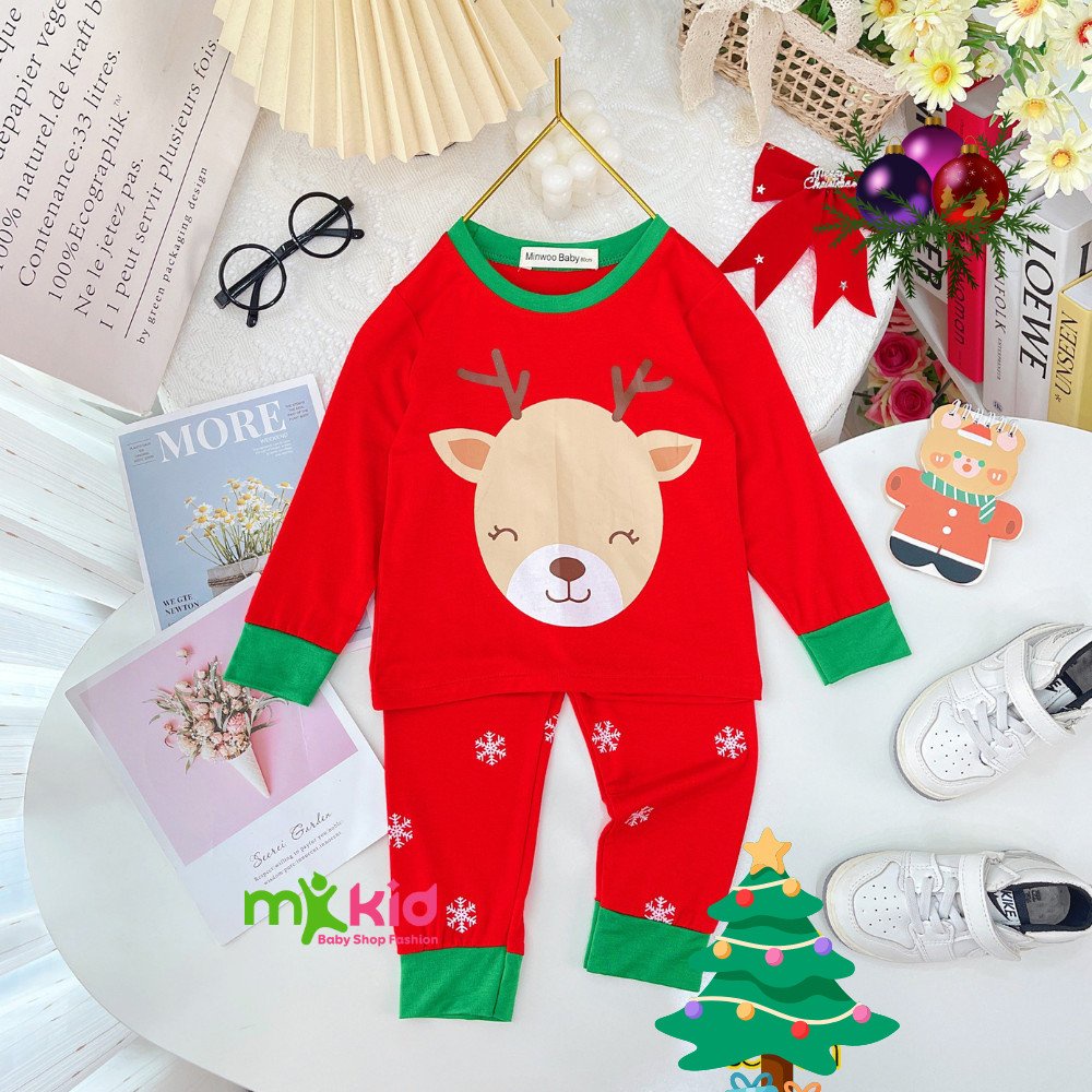 Bộ NOEL Cho Bé 💖 Bộ Giáng Sinh Dài Tay Minky Mom Cho Bé Trai Bé Gái Với Các Họa tiết Siêu Dễ Thương