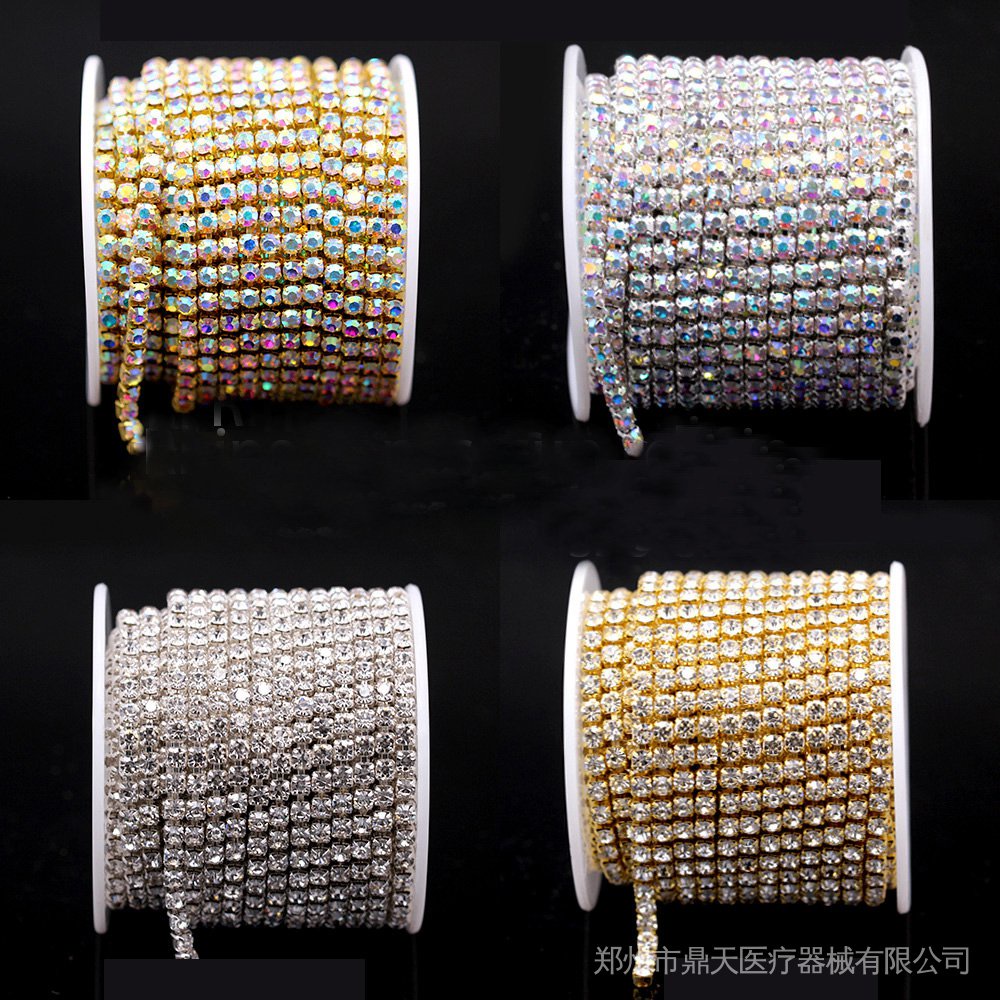 Pha lê sáng bóng rhinestone chuỗi sew-on keo-on cho quần áo trang sức trang phục phụ kiện trang trí chuỗi cốc