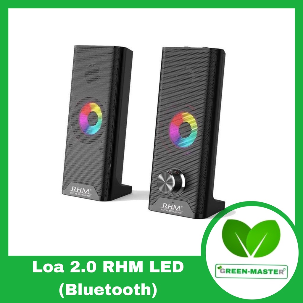 Loa 2.0 RHM RM116-BT (Bluetooth 5.0) cổng kết nối usb 2.0 dùng cho máy tính , laptop , màu đen,hàng chính hãng , bảo hàn