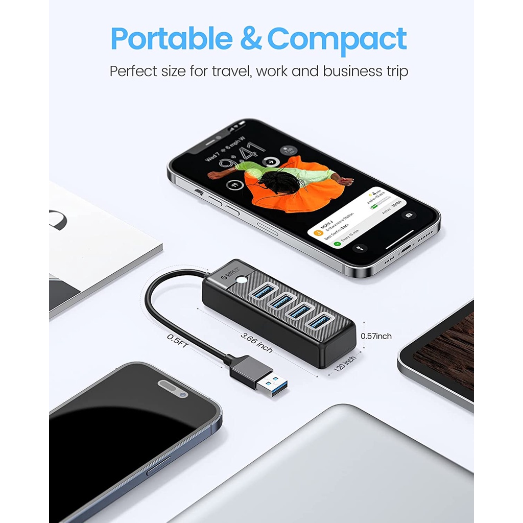 Orico Bộ Chia 4 Cổng USB 3.0 Cho MacBook Mac Pro Mac mini iMac Surface Pro XPS PC Flash Drive