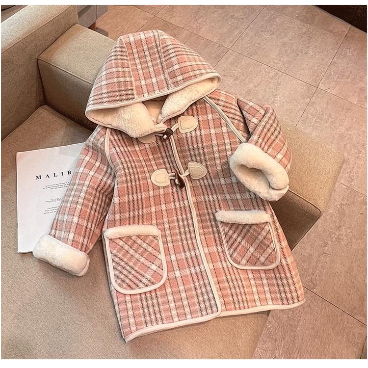 Áo khoác len bé gái chất nhung thu đông 2023 phiên bản hàn quốc mới, Áo khoác len trẻ em hàng quảng châu