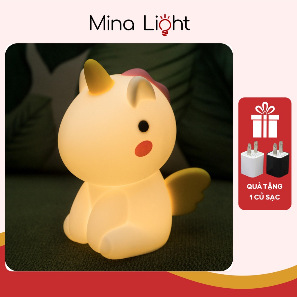 Đèn ngủ silicon để bàn, đèn led trang trí phòng ngủ phòng khách hình các con vật gần gũi và đáng yêu