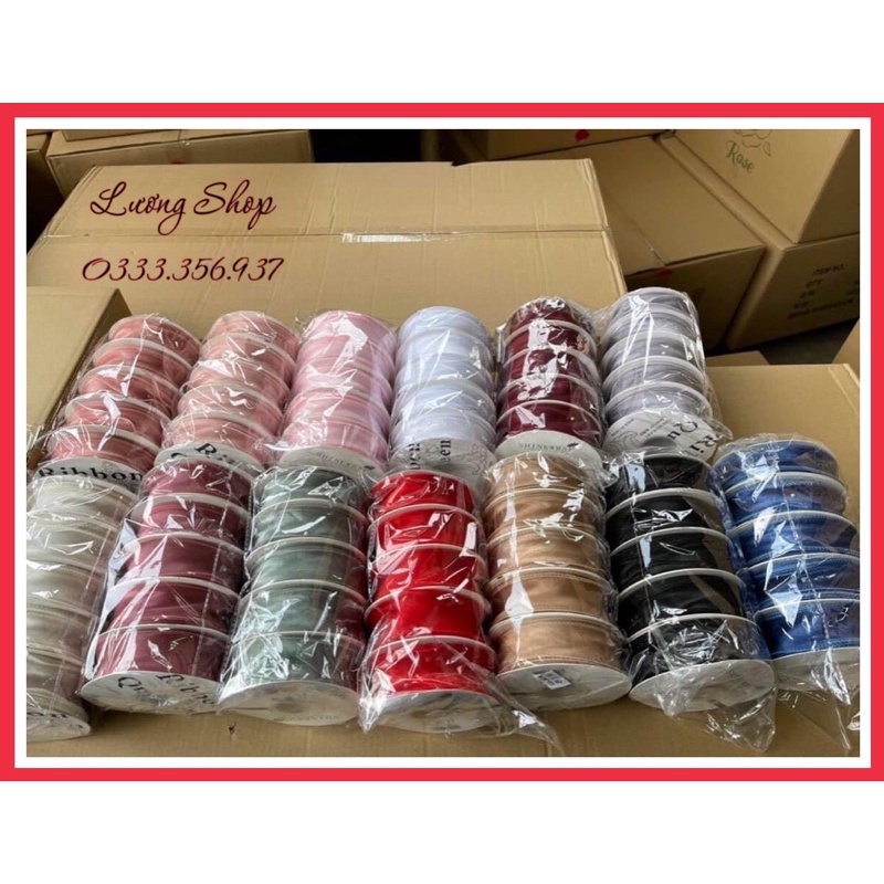 Sỉ cây 5 cuộn ruy băng voan 4cm x 9m giá siêu rẻ - ruy băng sóng - ruy băng làm nơ trang trí