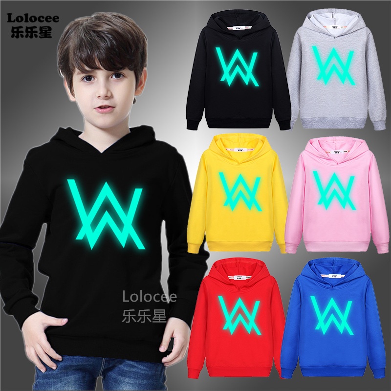 Áo Khoác Hoodie Mỏng Có Họa Tiết Alan Walker Phát Sáng Cho Bé Trai Và Bé Gái