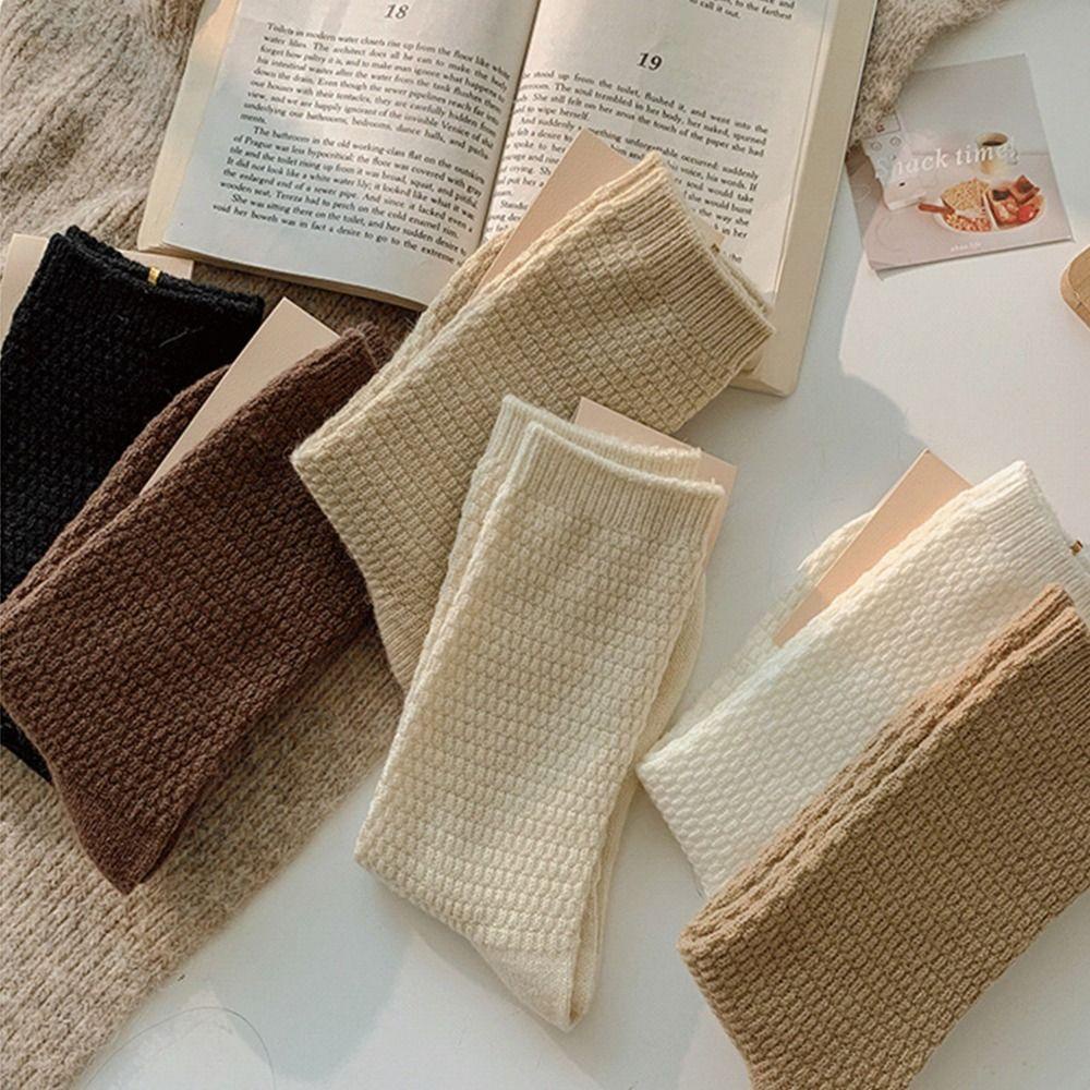 Đôi Vớ Co Giãn Màu Trơn Chống Lạnh Thoải Mái Dành Cho Nữ