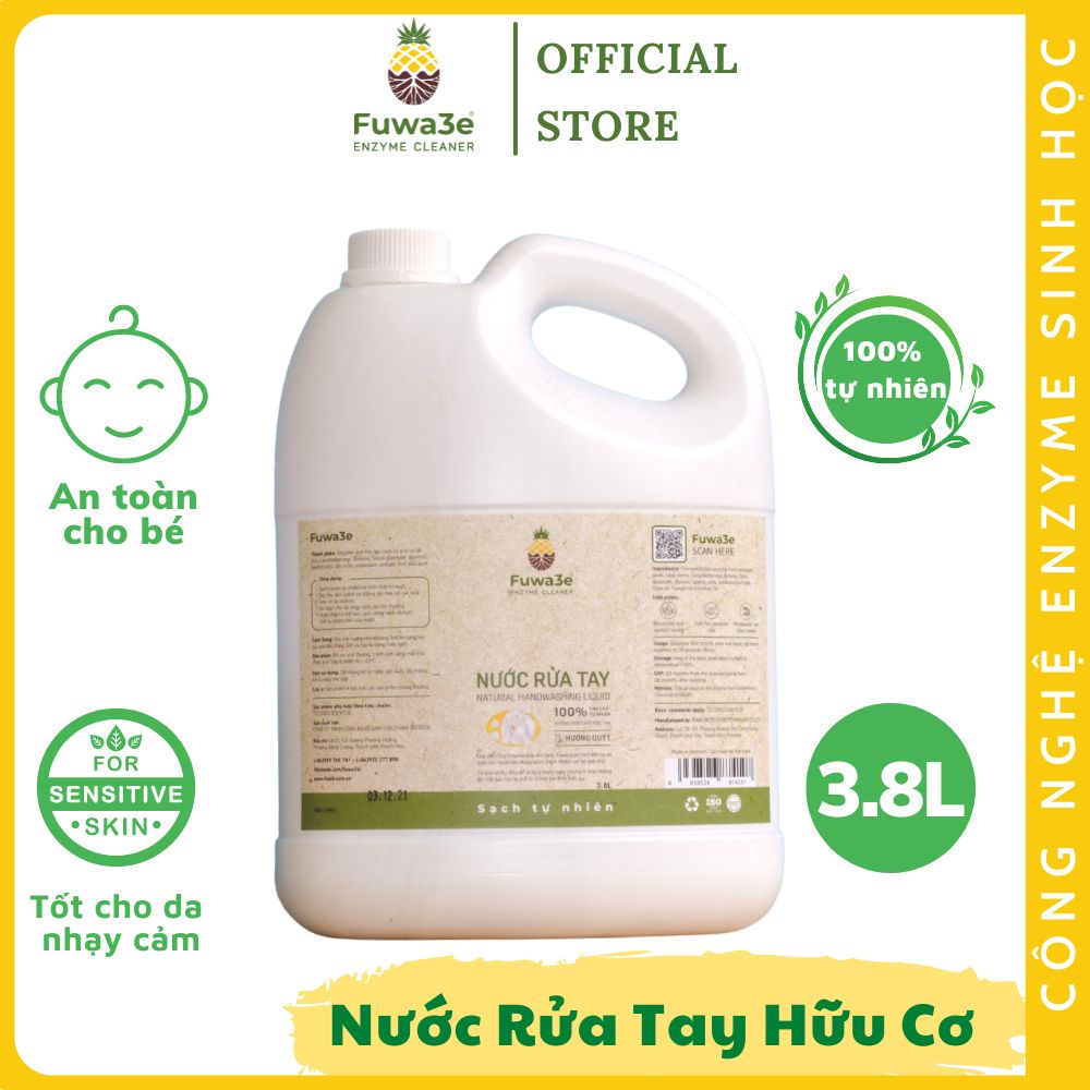 Nước Rửa Tay Sát Khuẩn Fuwa3e Hữu Cơ Hương Tinh Dầu Quýt Chế Phẩm Enzyme Sinh Học Lên Men Từ Vỏ Trái Cây 3.8L