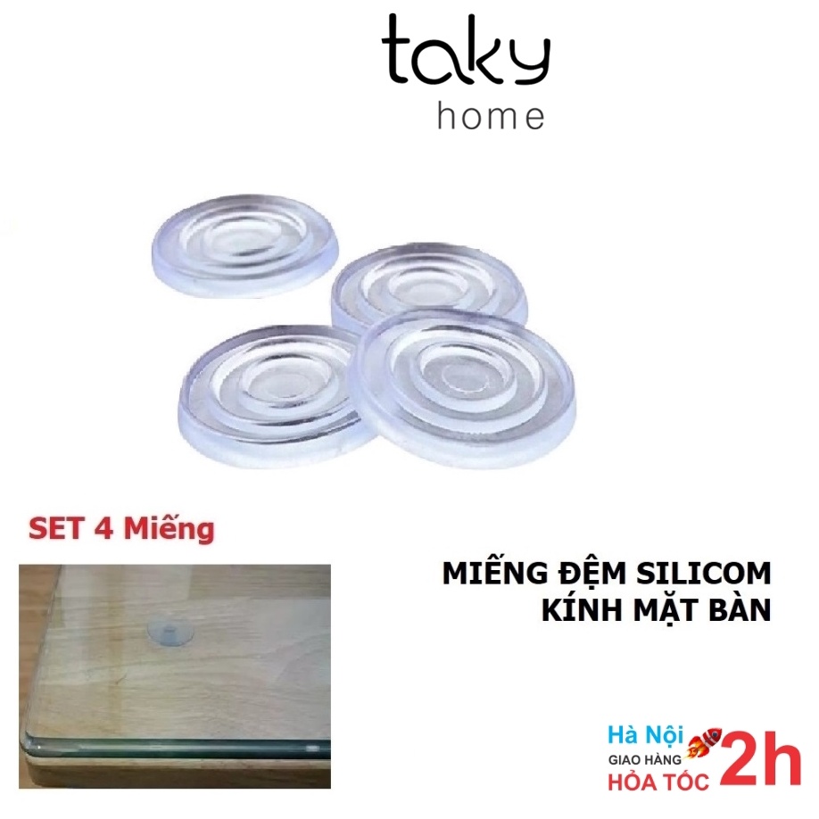 Đệm Silicon Lót Giữa Kính Và Mặt Bàn, Miếng Đệm Kê Kính Mặt Bàn, Chống Xê Dịch Và Trơn Trượt Mặt Kính - TakyHome 5505