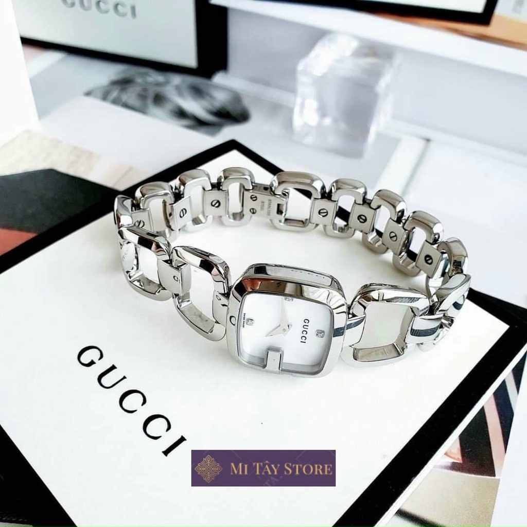 Đồng hồ nữ Gucci đeo tay size 26mm phong cách nhẹ nhàng chống nước 3ATM chống trầy máy Nhật cao cấp | MI TÂY 56T586M1380