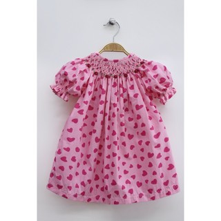 Đầm smock tim hồng